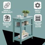 Slim Wood Side End Table with Storage Shelves & Pull-Out Tray, Nightstand for Bedroom, Living Room