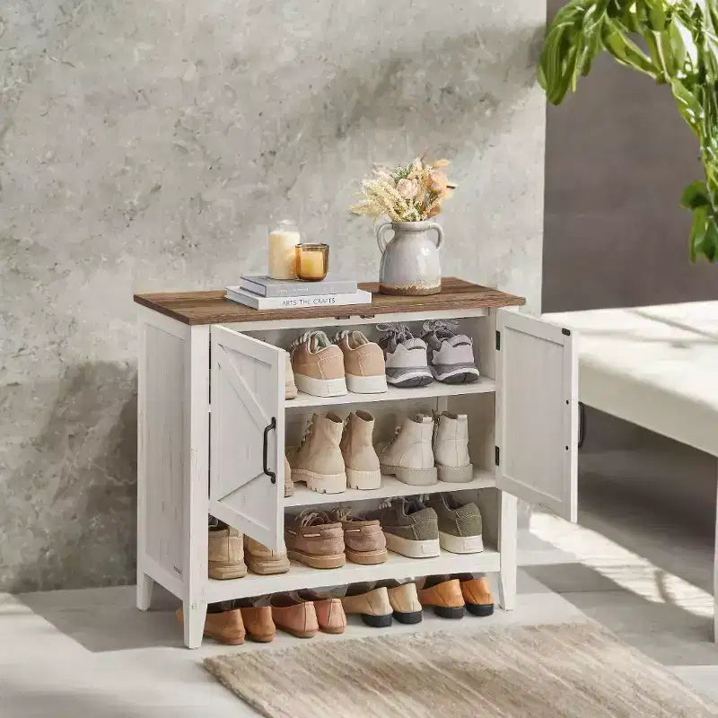 Traditional American Style Shoe Cabinet with Adjustable Shelf - Entryway Shoe Organizer