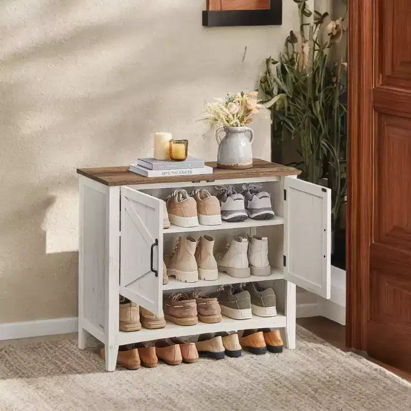 Traditional American Style Shoe Cabinet with Adjustable Shelf - Entryway Shoe Organizer