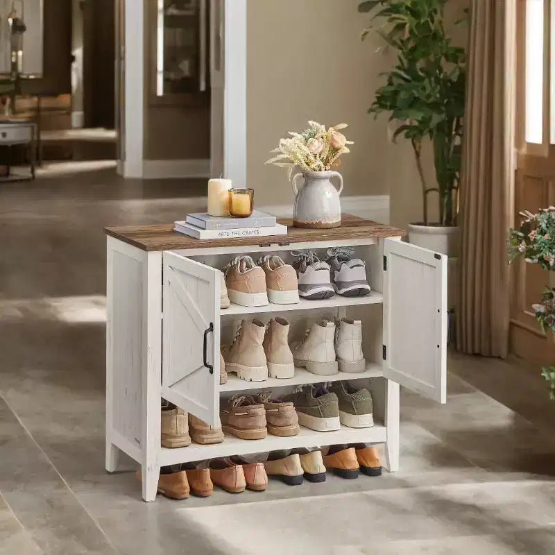 Traditional American Style Shoe Cabinet with Adjustable Shelf - Entryway Shoe Organizer