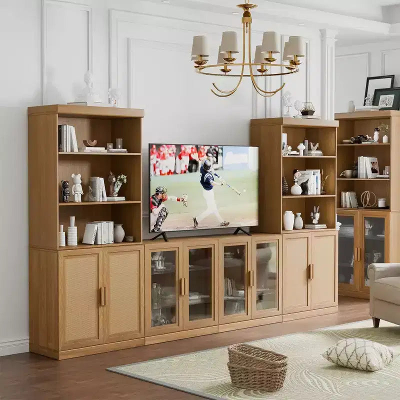 41x31x16 Wood Accent Cabinet with Adjustable Shelf Storage Cabinet without Door Natural