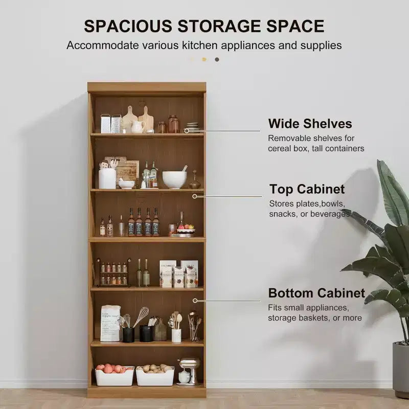 41x31x16 Wood Accent Cabinet with Adjustable Shelf Storage Cabinet without Door Natural