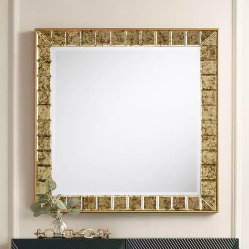 31 1/2 x 31 1/2 Square Antique Gold Wall Mirror