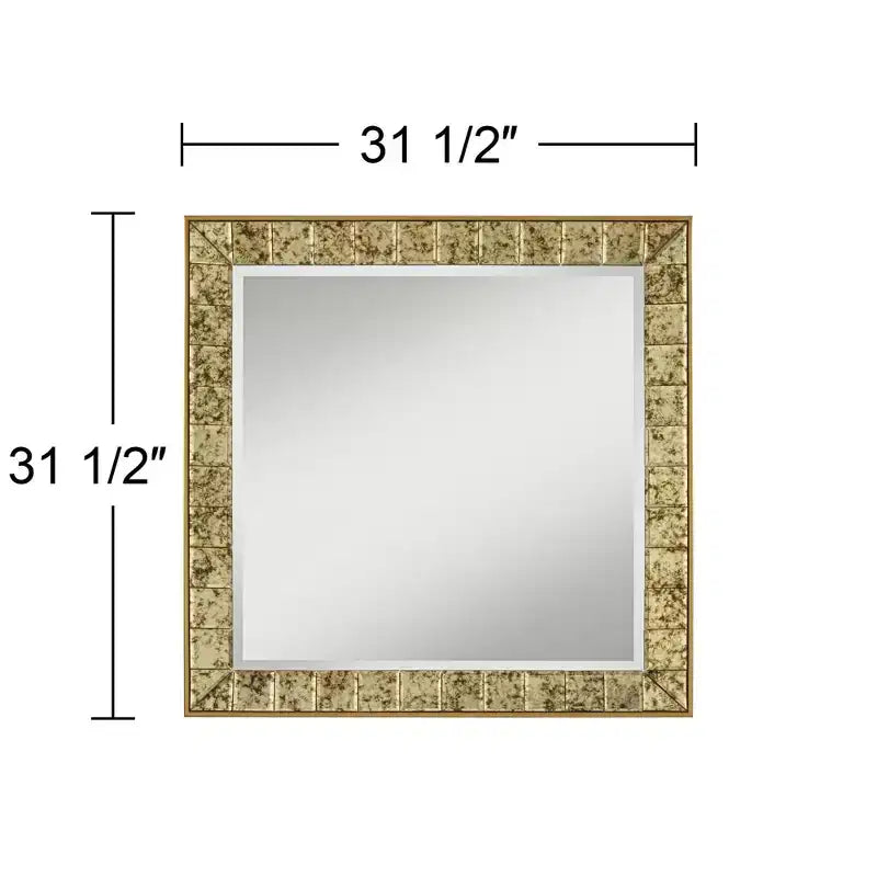 31 1/2 x 31 1/2 Square Antique Gold Wall Mirror