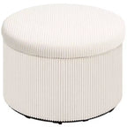 Storage Ottoman with Lid, 24 Inches Round Pouf Ottoman with Storage, Upholstered Corduroy Foot Rest Stool for Living Room, Bedroom