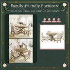 Retro Style Dining Table with Extendable Table and 4 Upholstered Chairs