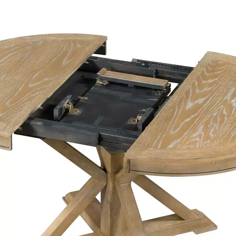Retro Style Dining Table with Extendable Table and 4 Upholstered Chairs