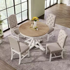 Retro Style Dining Table with Extendable Table and 4 Upholstered Chairs