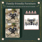 Retro Style Dining Table with Extendable Table and 4 Upholstered Chairs