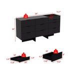 Gloss Dresser with Marble Accents 6 Drawers Storage Cabinet for Bedroom, Living Room, and Kitchen