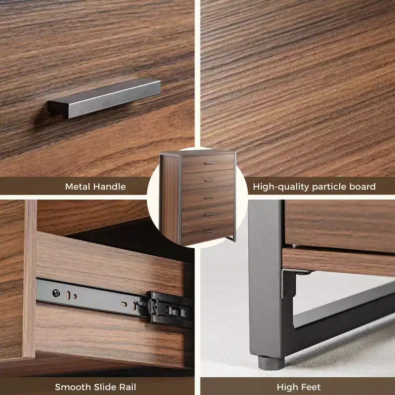 42 Chest 5-Drawers Dresser Accent Cabinet Walnut