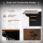 54.5 Black Farmhouse Kitchen Island with Drop Leaf, Rolling Kitchen Cart on Wheels for Home Kitchen Dining Room