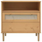 Dresser Rattan Look Brown 31.5x15.7x31.5 Solid Wood Pine
