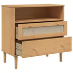 Dresser Rattan Look Brown 31.5x15.7x31.5 Solid Wood Pine