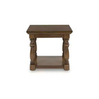 Sturlayne Traditional Rectangular End Table - Two-Tier Side Table with Decorative Posts, Brown