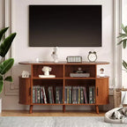 6-Bottle Storage Cabinet w/ Glass Holder & Open Shelves for Kitchen, Dining Room & Living Area