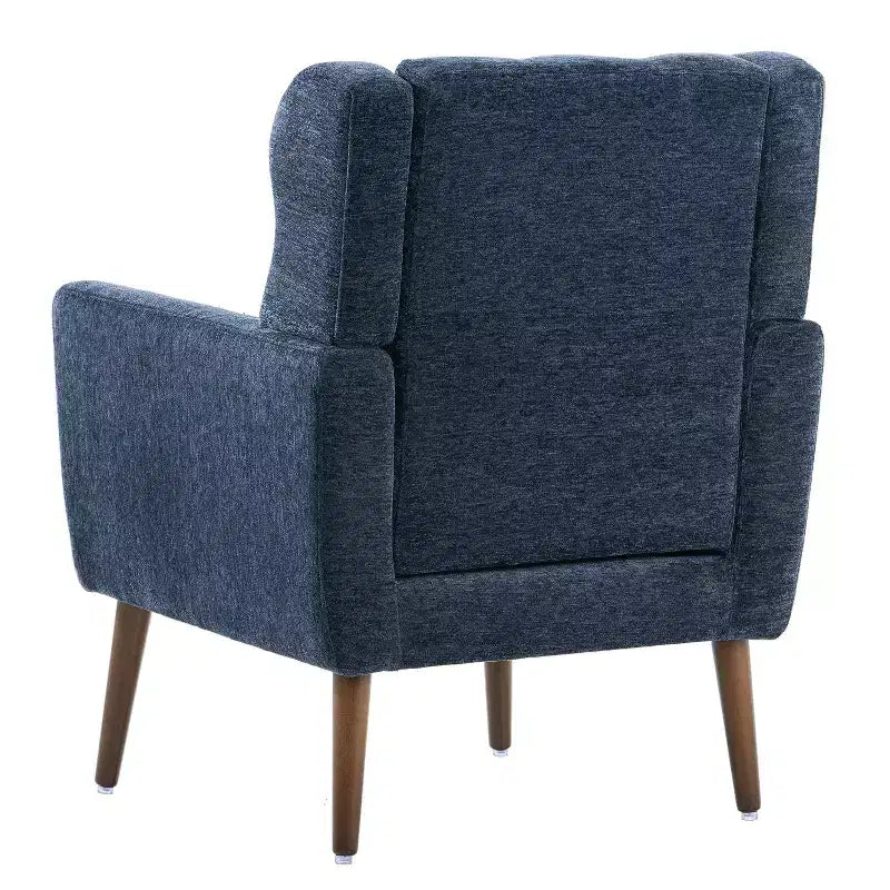 Chenille Accent Chair, Modern Lounge Armchair with Throw Pillow, Ergonomic Back, Tapered Wood Legs, Reading Chair for Living Room, Bedroom