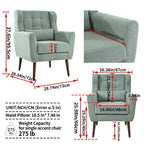 Chenille Accent Chair, Modern Lounge Armchair with Throw Pillow, Ergonomic Back, Tapered Wood Legs, Reading Chair for Living Room, Bedroom