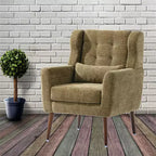 Chenille Accent Chair, Modern Lounge Armchair with Throw Pillow, Ergonomic Back, Tapered Wood Legs, Reading Chair for Living Room, Bedroom