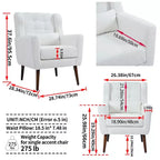 Chenille Accent Chair, Modern Lounge Armchair with Throw Pillow, Ergonomic Back, Tapered Wood Legs, Reading Chair for Living Room, Bedroom