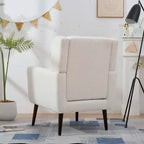 Chenille Accent Chair, Modern Lounge Armchair with Throw Pillow, Ergonomic Back, Tapered Wood Legs, Reading Chair for Living Room, Bedroom