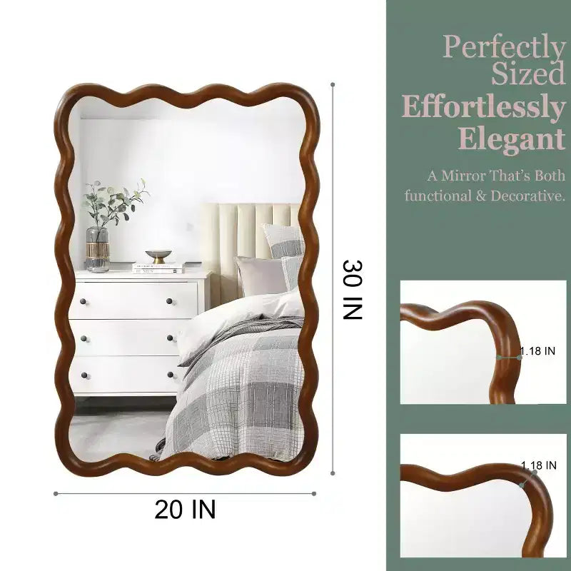 20 x 30 Rectangular Decorative Wall Mirror with Solid Wood Frame, Accent Vanity Mirror for Bathroom or Entryway