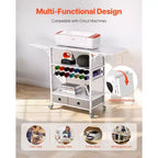 Rolling Craft Cart & Storage Table, Compatible, Foldable Sides, 14 Vinyl Roll Holders & 2 Drawers