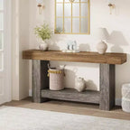 63 Farmhouse Console Table with 2-Tier Storage, Long Entryway & Sofa Table for Living Room and Hallway
