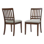 Dining Chairs with Curved Wood Backrest and Gray Fabric Seat