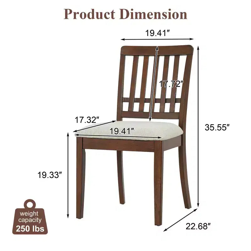 Dining Chairs with Curved Wood Backrest and Gray Fabric Seat
