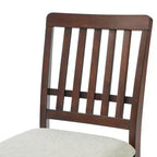 Dining Chairs with Curved Wood Backrest and Gray Fabric Seat
