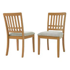 Dining Chairs with Curved Wood Backrest and Gray Fabric Seat