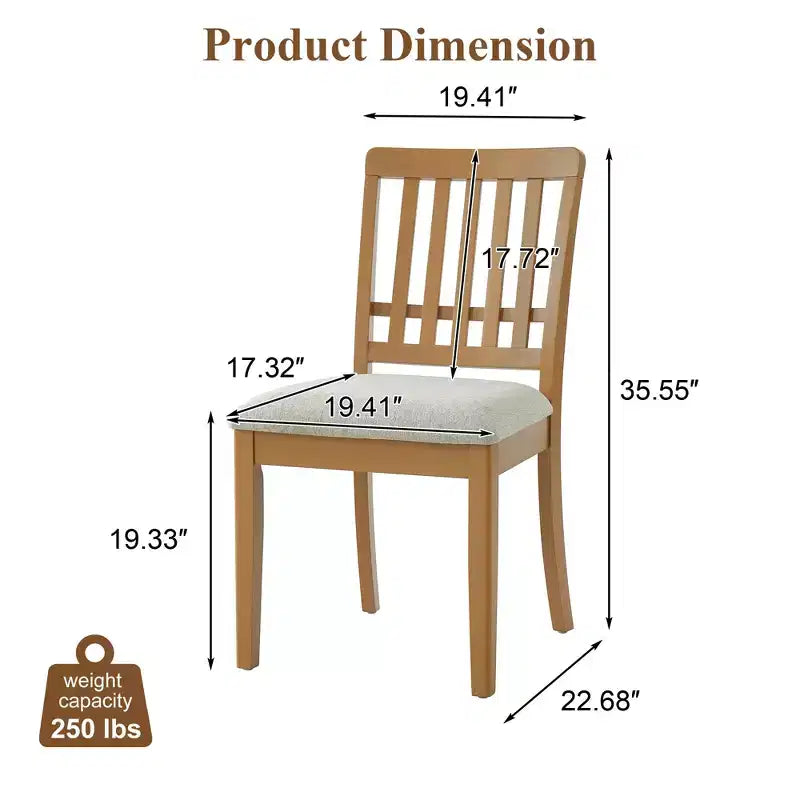 Dining Chairs with Curved Wood Backrest and Gray Fabric Seat