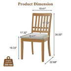 Dining Chairs with Curved Wood Backrest and Gray Fabric Seat