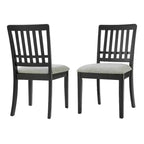 Dining Chairs with Curved Wood Backrest and Gray Fabric Seat