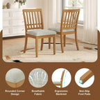 Dining Chairs with Curved Wood Backrest and Gray Fabric Seat