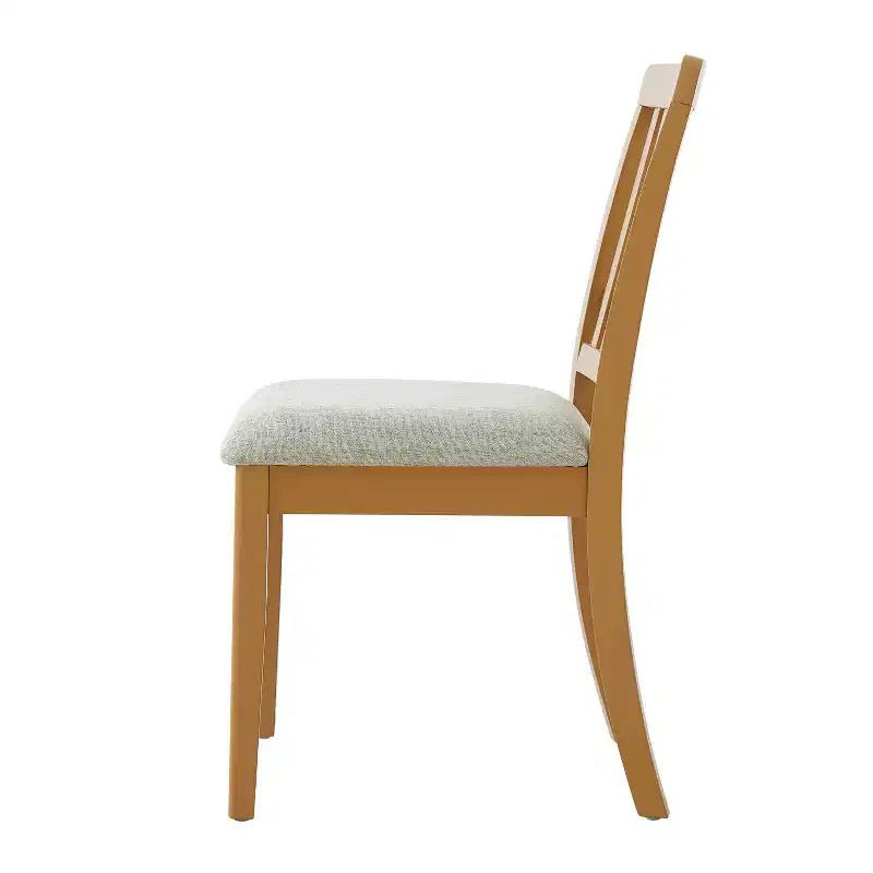 Dining Chairs with Curved Wood Backrest and Gray Fabric Seat