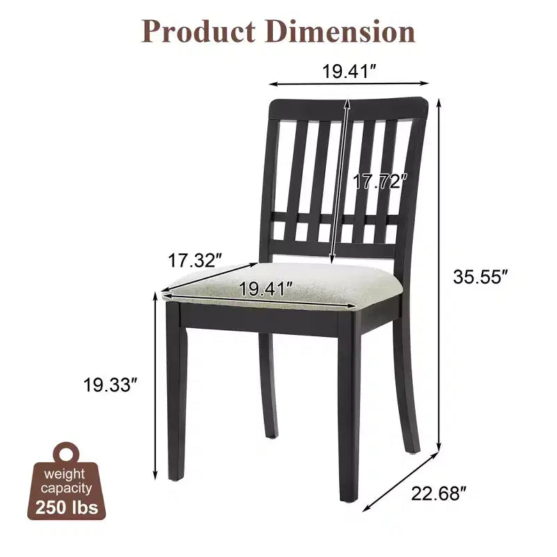 Dining Chairs with Curved Wood Backrest and Gray Fabric Seat