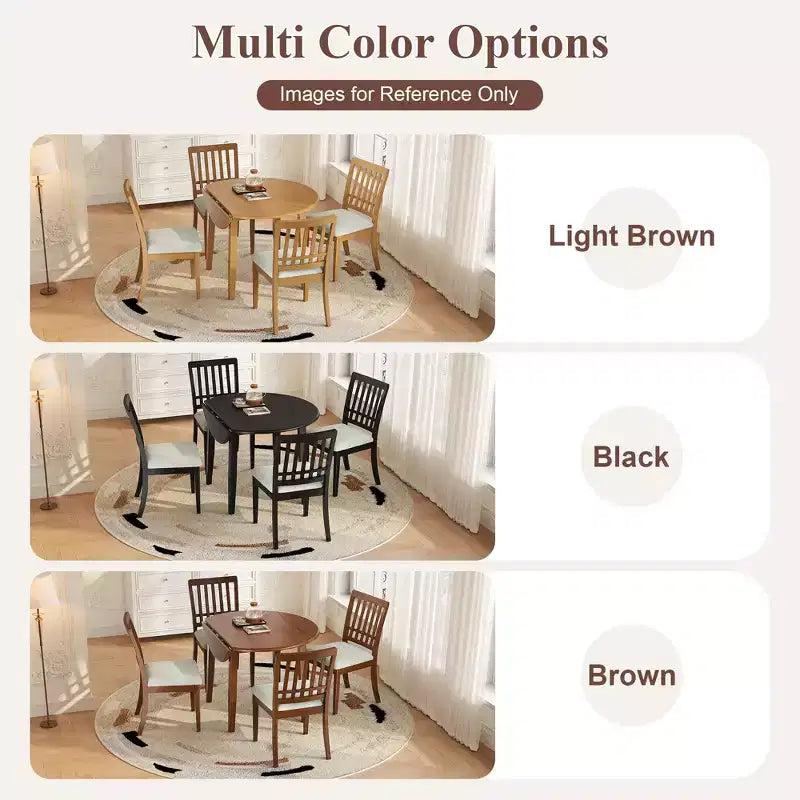 Dining Chairs with Curved Wood Backrest and Gray Fabric Seat