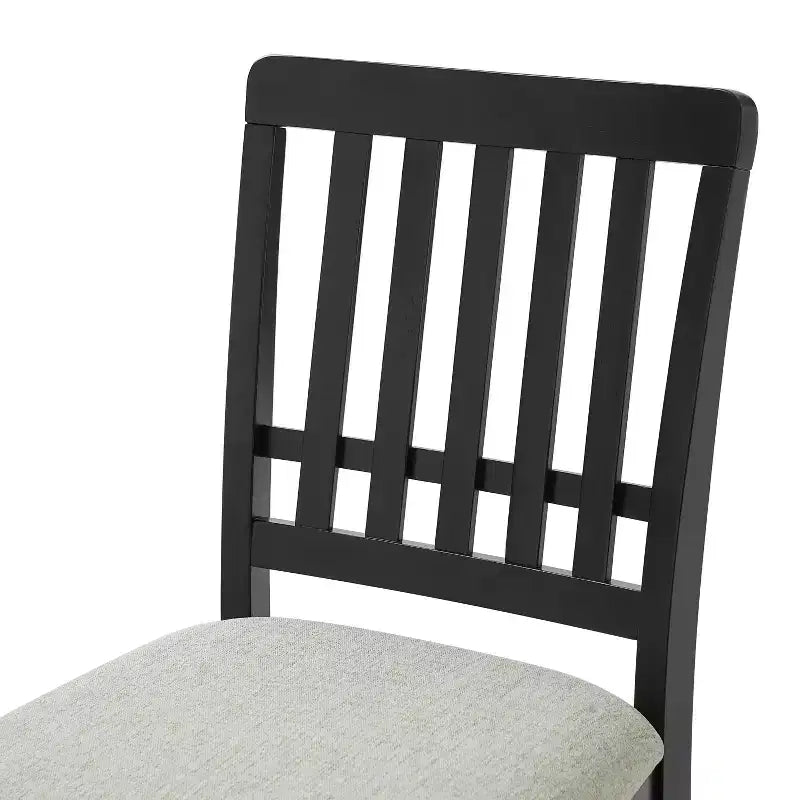 Dining Chairs with Curved Wood Backrest and Gray Fabric Seat