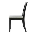 Dining Chairs with Curved Wood Backrest and Gray Fabric Seat
