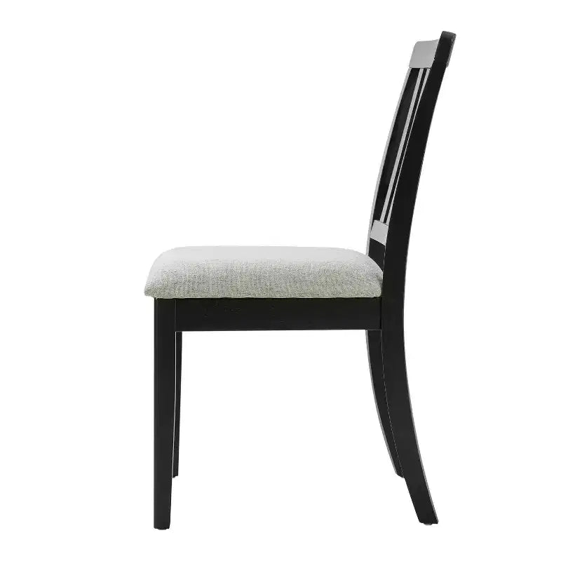 Dining Chairs with Curved Wood Backrest and Gray Fabric Seat