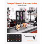 Pegboard Display Stand, 17 x 13 Inch Tabletop Pegboard Display Stand with 30 Hooks, Thickened Cold-Rolled Steel Peg Board Panel, Black