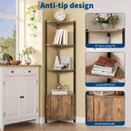 5-Tier Tall Corner Shelf - 58 Corner Display Cabinet with Solid Wood Shelves - Heavy Duty Standing Shelf Organizer for Living Room, Bedroom,Kitchen