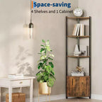 5-Tier Tall Corner Shelf - 58 Corner Display Cabinet with Solid Wood Shelves - Heavy Duty Standing Shelf Organizer for Living Room, Bedroom,Kitchen