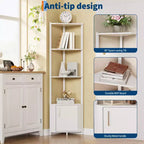 5-Tier Tall Corner Shelf - 58 Corner Display Cabinet with Solid Wood Shelves - Heavy Duty Standing Shelf Organizer for Living Room, Bedroom,Kitchen