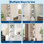 5-Tier Tall Corner Shelf - 58 Corner Display Cabinet with Solid Wood Shelves - Heavy Duty Standing Shelf Organizer for Living Room, Bedroom,Kitchen