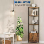Corner Shelf, Adjustable Brightness, Modern Metal Frame & Wood Display Rack, Space-Saving Organizer for Living Room, Bedroom, Kitchen