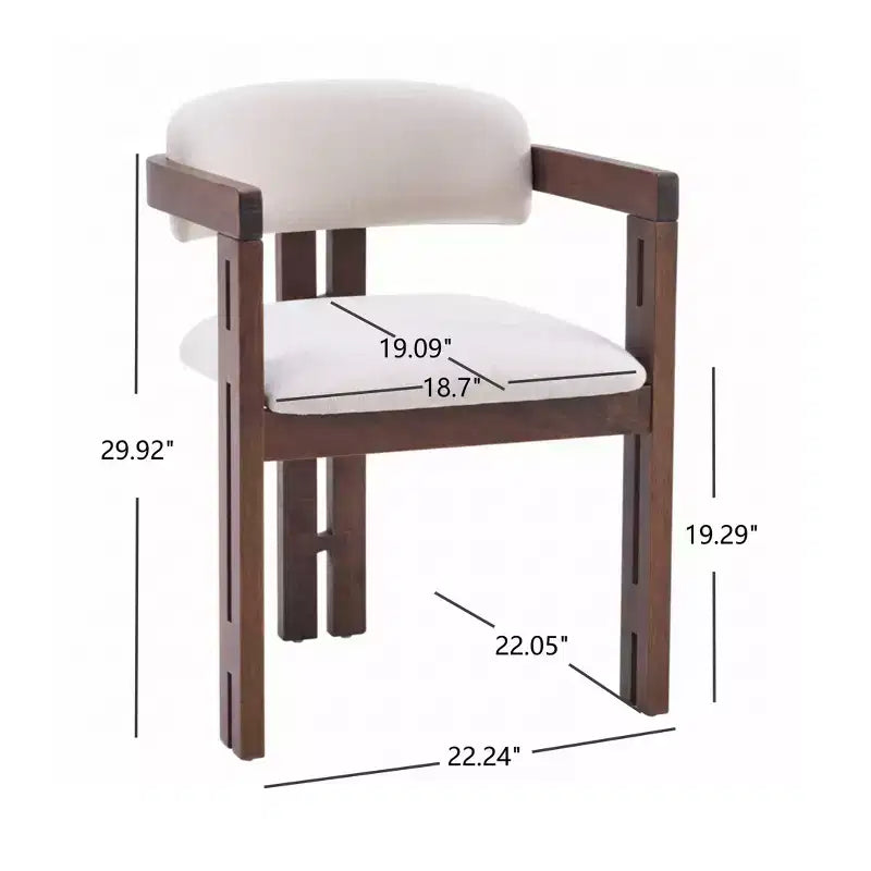 Mid-Century Modern Rubberwood Upholstered Dining Chairs