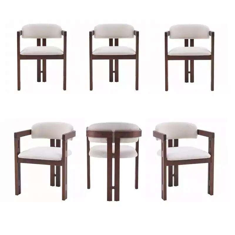 Mid-Century Modern Rubberwood Upholstered Dining Chairs